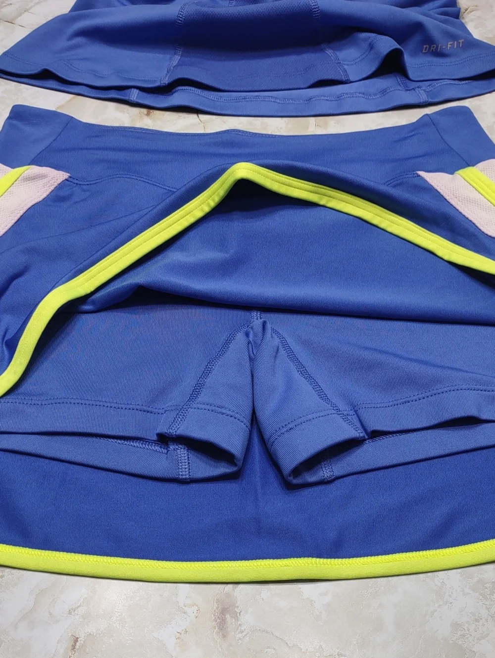 Nike Dri-Fit Blue & Neon Yellow Tennis Tank and Skort Set